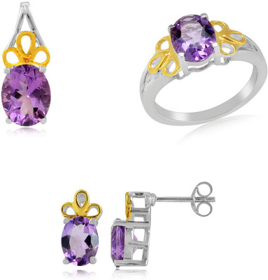 16% OFF on RosesNRibbons Amethyst Enchantment Sterling Silver Jewel Set Silver, Gold