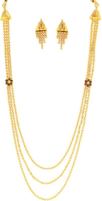 62% OFF on Zaveri Pearls Traditional Three Layer Haram Gold Look Alloy Jewel Set Green, Red, White 62% OFF on Zaveri Pearls Traditional Three Layer Haram Gold Look Alloy Jewel Set Green, Red, White