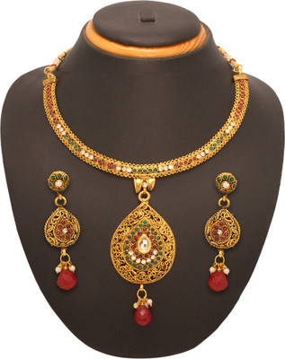 69% OFF on Vendee Fashion Elegant Paisley Copper Jewel Set Maroon