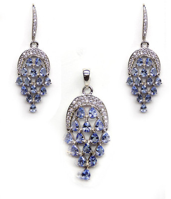 40% OFF on Silvantra Genuine Gemstone Sterling Silver Jewel Set Blue