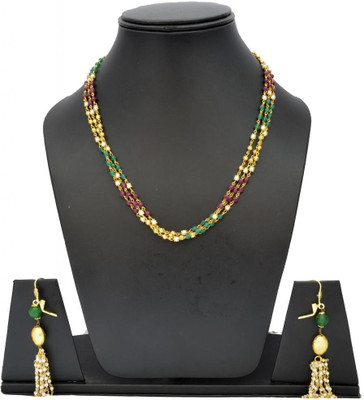 53% OFF on Swarna Collections Jaipuri Pearl Necklace For Women Stone Jewel Set Green, Red