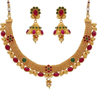 24% OFF on Pearls Cart Kempu Stone Studded Traditional Necklace Alloy Jewel Set Multicolor 24% OFF on Pearls Cart Kempu Stone Studded Traditional Necklace Alloy Jewel Set Multicolor