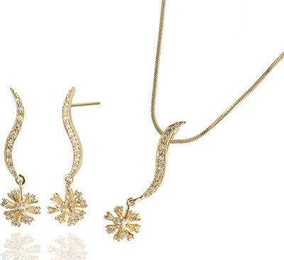 15% OFF on Siyora Brass Jewel Set White