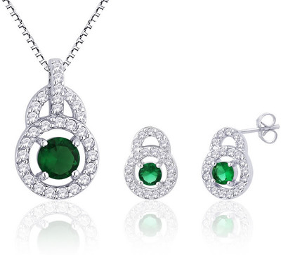 31% OFF on Peora Silver Jewel Set Green, Silver