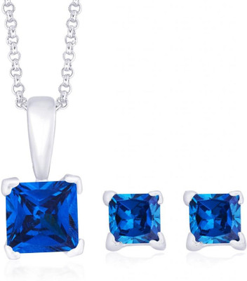 14% OFF on Taraash Designer CZ Sterling Silver Jewel Set Blue