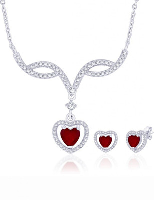 24% OFF on Taraash Stunning CZ Sterling Silver Jewel Set Red, White