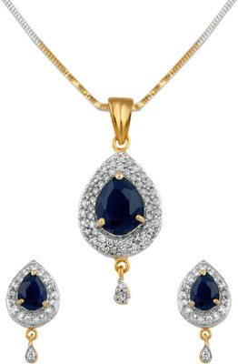 68% OFF on American Diamond Famina Sapphire Copper, Brass Jewel Set Blue