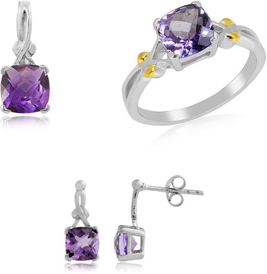 12% OFF on RosesNRibbons Amethyst Attraction Sterling Silver Jewel Set Silver, Gold