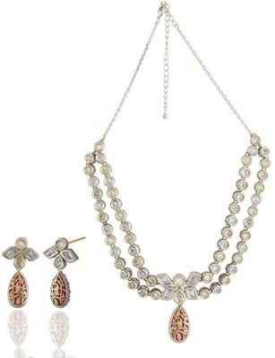Siyora Designer Brass Jewel Set Maroon