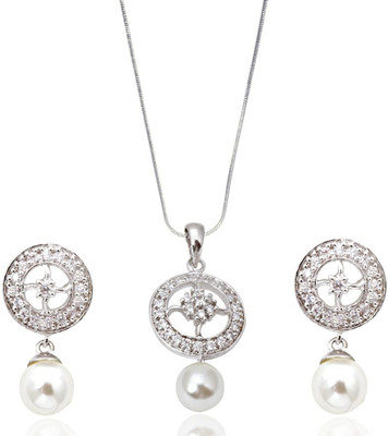 50% OFF on Siyora Cirque Brass Jewel Set White, Silver