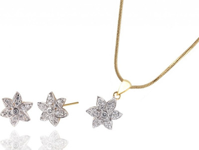 Siyora Designer Brass Jewel Set White Siyora Designer Brass Jewel Set White