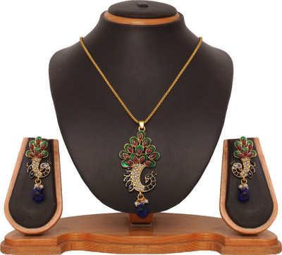66% OFF on Vendee Fashion Majestic Peacock Zinc Jewel Set Blue, Maroon, Green