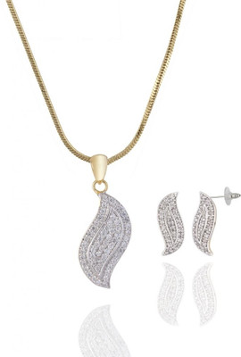 Siyora Designer Brass Jewel Set White Siyora Designer Brass Jewel Set White