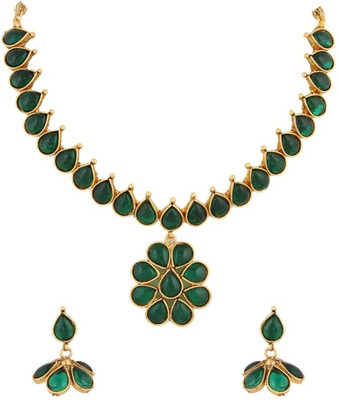 50% OFF on DivaStyleMe Kundan Delight Copper Jewel Set Green