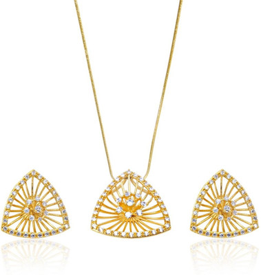 Siyora Designer Brass Jewel Set White