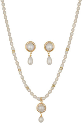 Abhushan Beautiful Alloy Jewel Set White