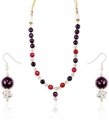 17% OFF on Aapno Rajasthan Glass Jewel Set Purple, Red