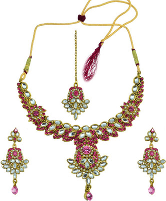 57% OFF on Suvini Pretty Alloy Jewel Set Gold, Pink, Silver