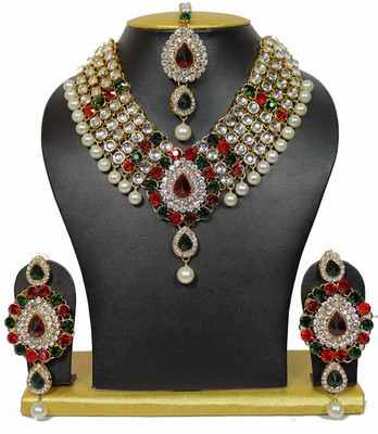 76% OFF on Sewad Wedding Necklace Alloy Jewel Set Gold, Maroon, Green, White