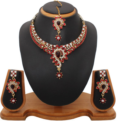 70% OFF on Vendee Fashion Zinc Jewel Set Maroon