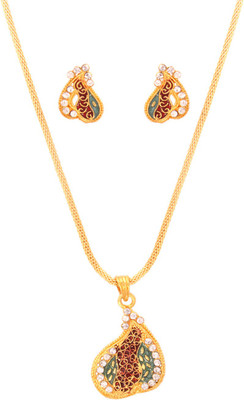 60% OFF on Vendee Fashion New Elegant Brass Jewel Set Maroon, Green