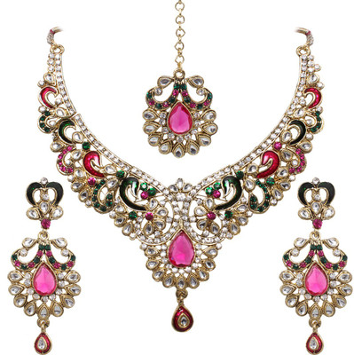69% OFF on Vendee Fashion Motivated Bridal Zinc Jewel Set Pink, Green
