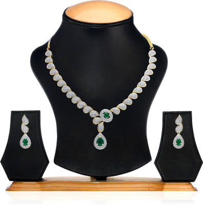 60% OFF on Alysa Brenda Copper, Brass Jewel Set Green, Silver