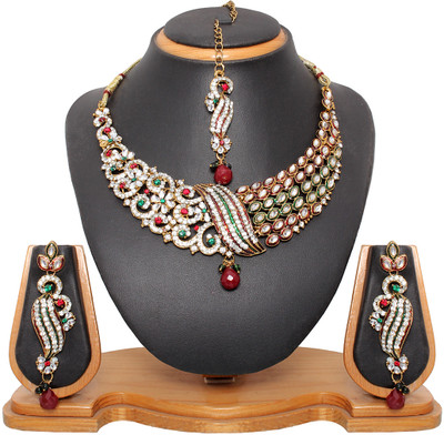 70% OFF on Vendee Fashion Zinc Jewel Set Maroon, Green