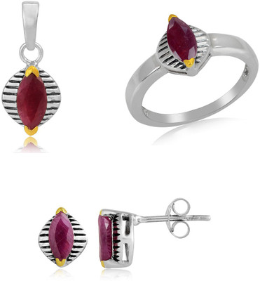 45% OFF on RosesNRibbons Red Marquise Sterling Silver Jewel Set Silver, Gold