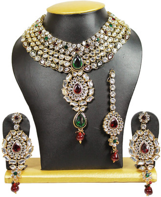 35% OFF on moKanc Kundan Studed Chocker Alloy Jewel Set Maroon, Green