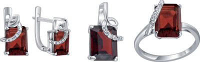21% OFF on Fihana Garnet Octagan Round Cz Silver Jewel Set Brown