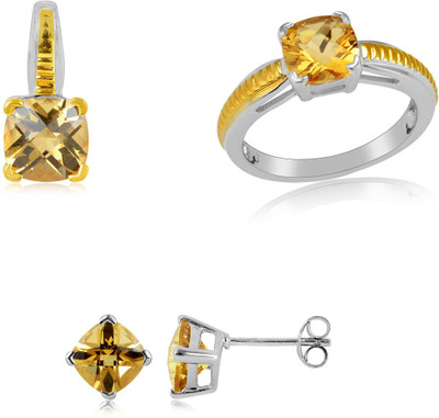 33% OFF on RosesNRibbons Golden Glow Sterling Silver Jewel Set Silver, Gold