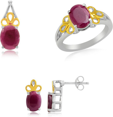 31% OFF on RosesNRibbons Two-toned Gem Sterling Silver Jewel Set Silver, Gold