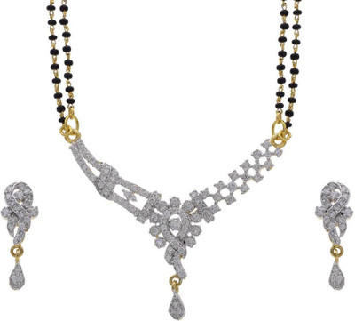 24% OFF on Pearls Cart Ad Stone Studded Cubic Zirconia Alloy Jewel Set White, Gold