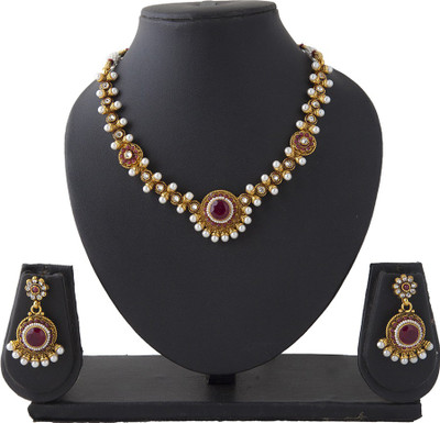 61% OFF on Aaina Necklace Fashion Copper Jewel Set Red