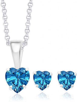 24% OFF on Taraash Heart CZ Sterling Silver Jewel Set Blue
