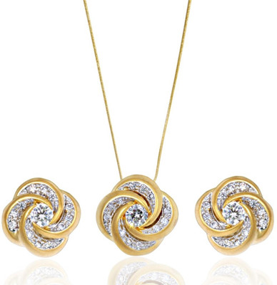 Siyora Designer Brass Jewel Set White