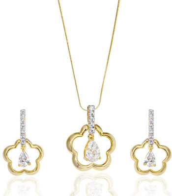 Siyora Designer Brass Jewel Set White Siyora Designer Brass Jewel Set White