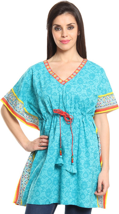 Imara Printed Cambric Cotton Women's Kaftan - KAFE538DGSHDEZ9C