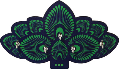 Mad(e) In India Peacock Feather Wooden Key Holder Mad(e) In India Peacock Feather Wooden Key Holder