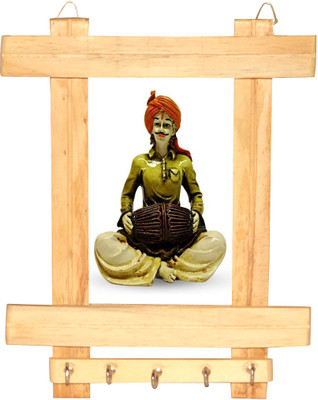 68% OFF on R S Jewels with Rajasthani Man Photo with Dhol Wooden Key Holder