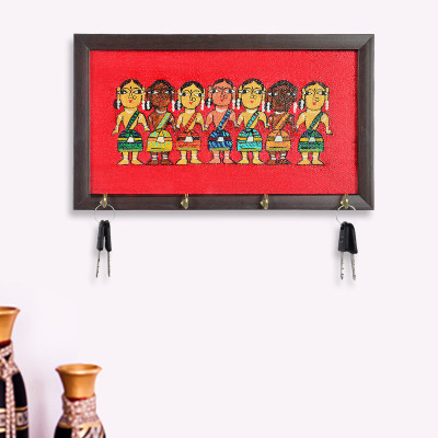 47% OFF on ExclusiveLane Canvas Handpainted Tribal Ladies Wooden Key Holder