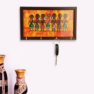 35% OFF on ExclusiveLane Canvas Handpainted Tribal Ladies In Orange Wooden Key Holder 35% OFF on ExclusiveLane Canvas Handpainted Tribal Ladies In Orange Wooden Key Holder