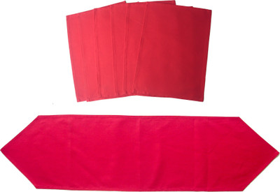Homeblendz Dining Cotton Kitchen Linen Set Red, Pack Of 7