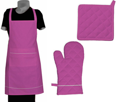 Chinson Grillz Cotton Kitchen Linen Set Pink, Pack Of 3