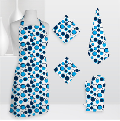 Smart Home Textile Smt Kls Cotton Kitchen Linen Set Blue, Pack Of 5