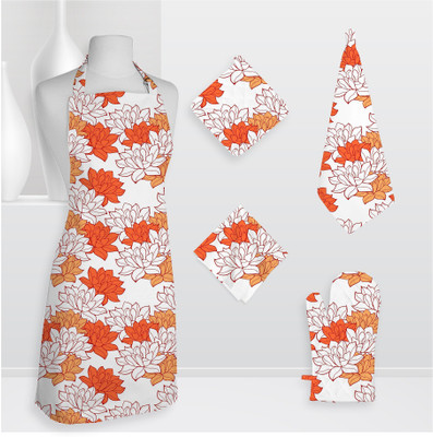 Smart Home Textile Smt Kls Cotton Kitchen Linen Set Orange, Pack Of 5 - KLSE6Z8MUUBHZFWZ