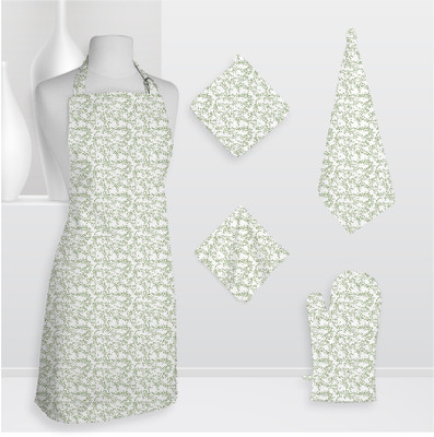 Smart Home Textile Smt Kls Cotton Kitchen Linen Set Green, Pack Of 5