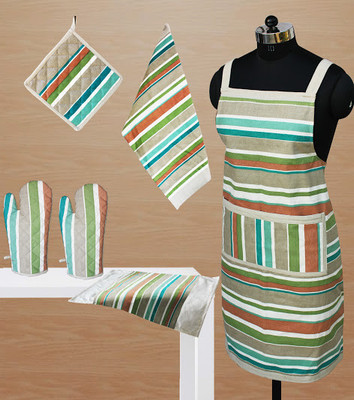 Dekor World Green Cotton Kitchen Linen Set Dekor World Green Cotton Kitchen Linen Set