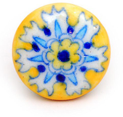 Neerja Ceramic Cabinet/Draw Knob Yellow Pack of 6